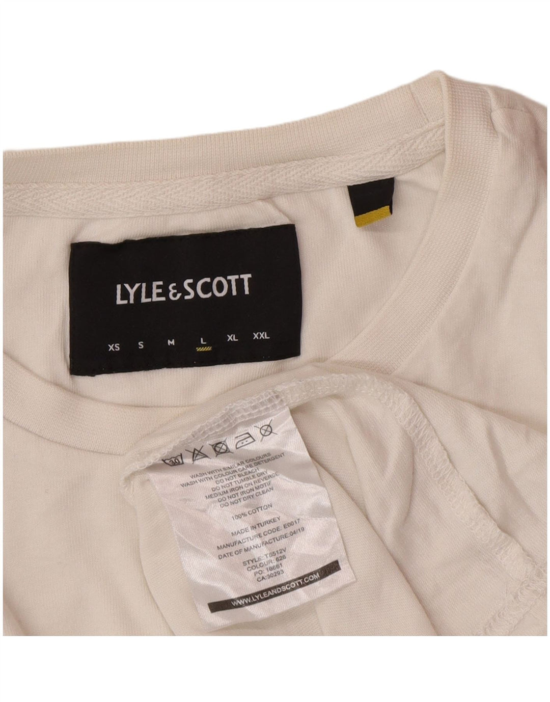 Lyle & Scott Top pentru bărbați cu mânecă lungă, mare, alb, din bumbac