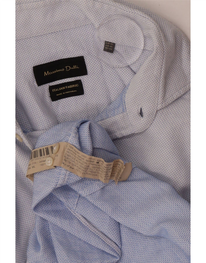Cămașă Massimo Dutti pentru bărbați 2XL, bumbac cu pete albastre