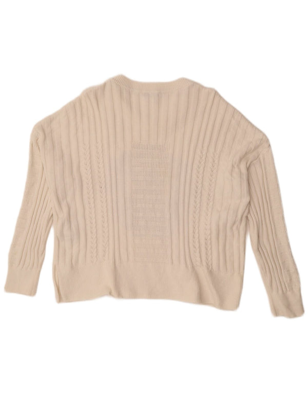 Pulover Tommy Hilfiger pentru damă, cu grafică, cu gâtul turn, alb mediu, UK 14