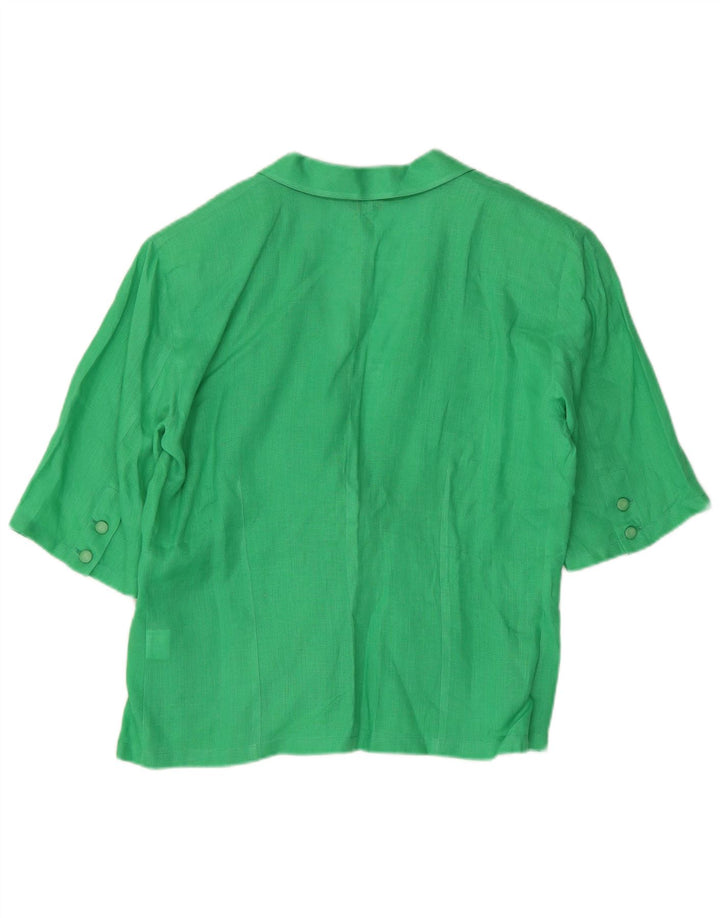 Jachetă vintage pentru femei cu mânecă scurtă cu 1 nasture IT 44 in verde mediu