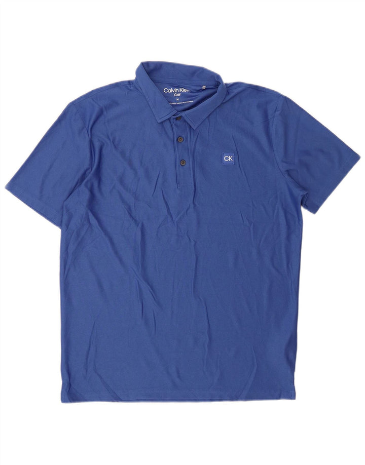 CALVIN KLEIN Mens Polo Shirt Medium Blue Polyester