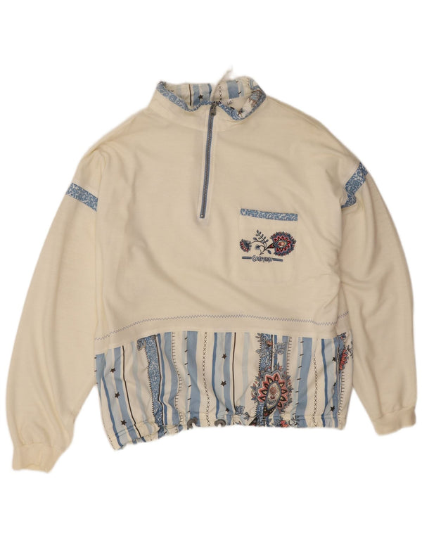 Pulover de hanorac supradimensionat pentru femei Canyon EU 40 Medium Alb catifelat Floral