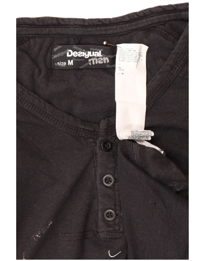 Tricou grafic DESIGUAL pentru bărbați Top mediu negru bumbac