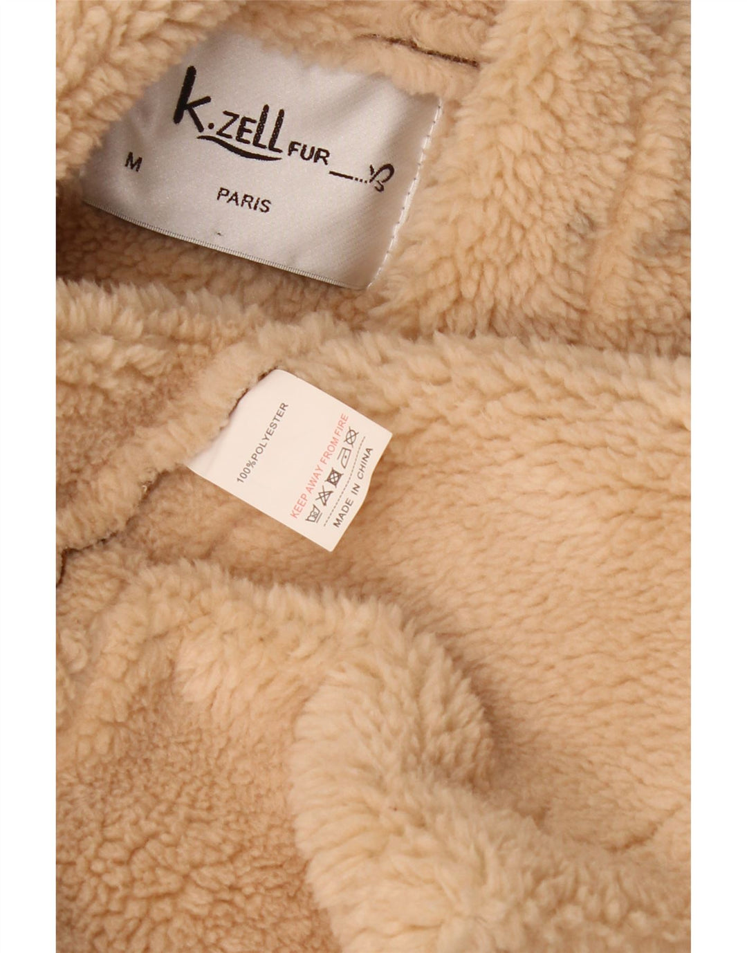 K. ZELL Pardesiu Sherpa pentru damă, cu ajustare largi, UK 14, maro mediu, geometric