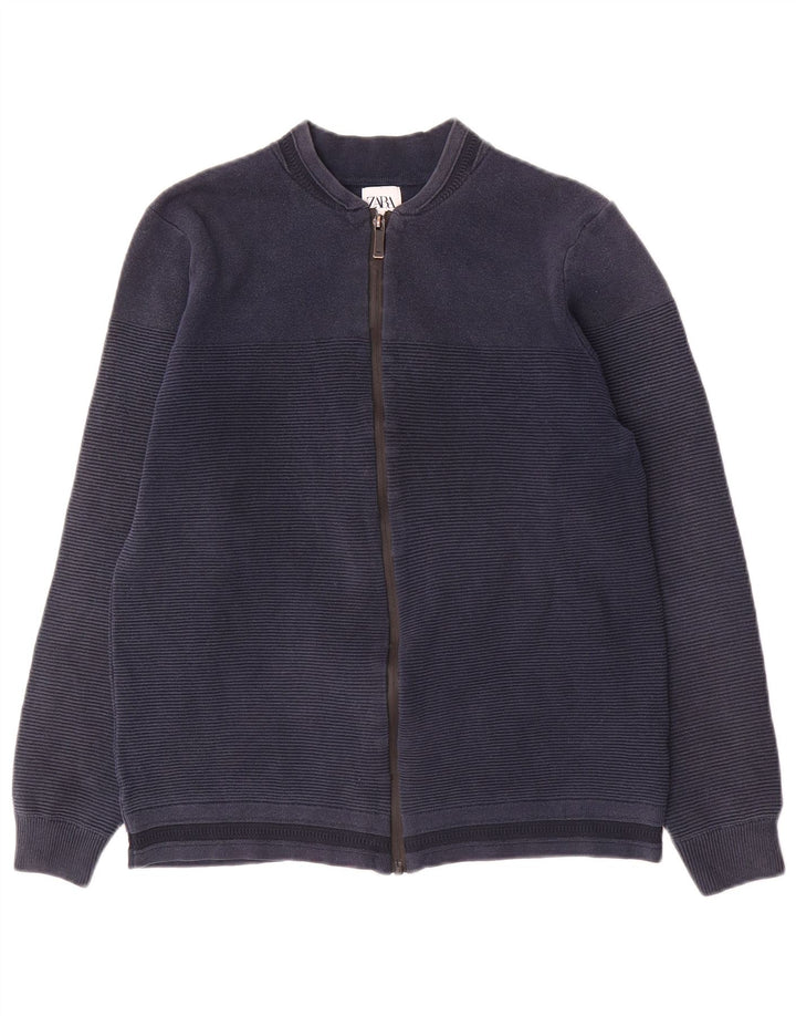 Pulover cardigan pentru bărbați Zara, mediu bleumarin, cu dungi