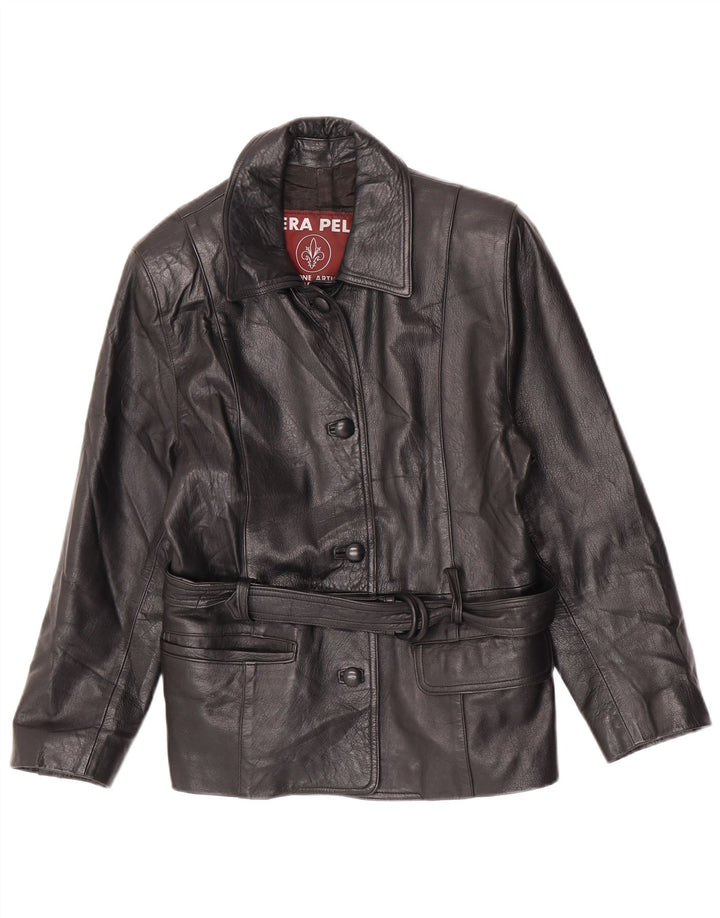 Jachetă de piele pentru femei Lavorazione Artigianale IT 44 Medium Black Leather