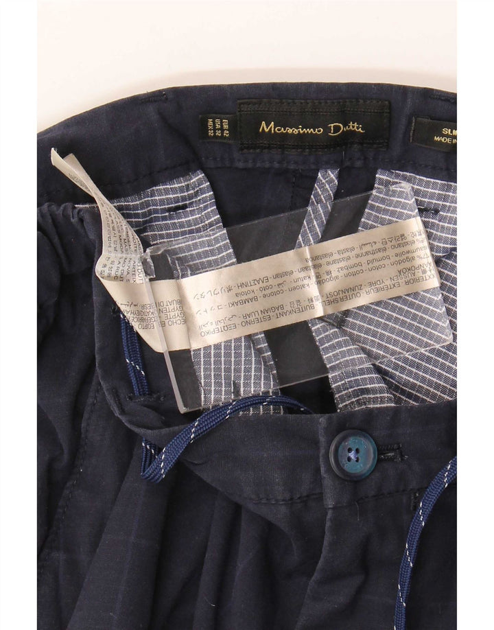 Massimo Dutti Pantaloni chino pentru bărbați EU 42 Large W32 L32 Bleumarin Check