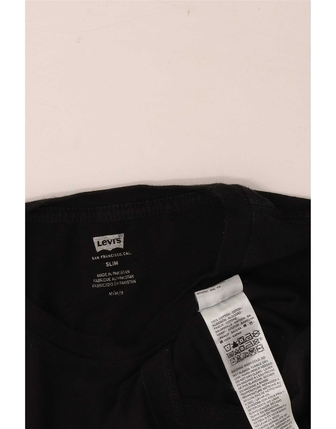 Levi's Mens Slim T-Shirt Top Medium Black Cotton