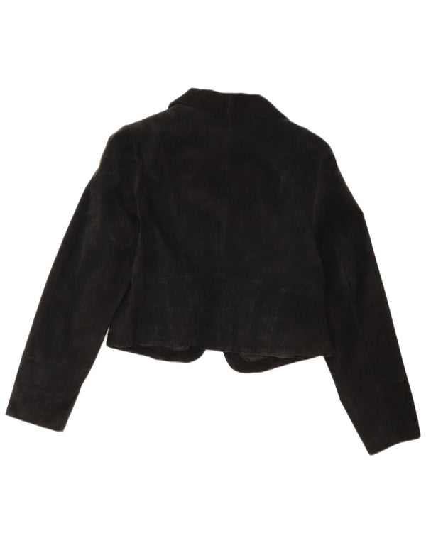 Jachetă Bolero Vintage de piele intoarsa pentru femei IT 40 Small Black