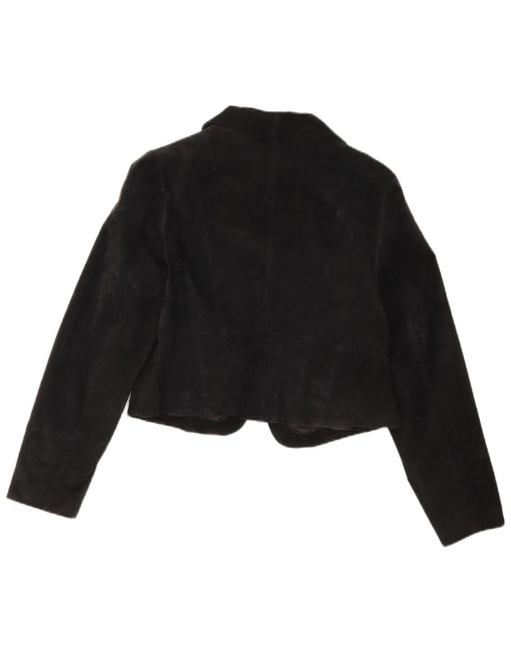 Jachetă Bolero Vintage de piele intoarsa pentru femei IT 40 Small Black