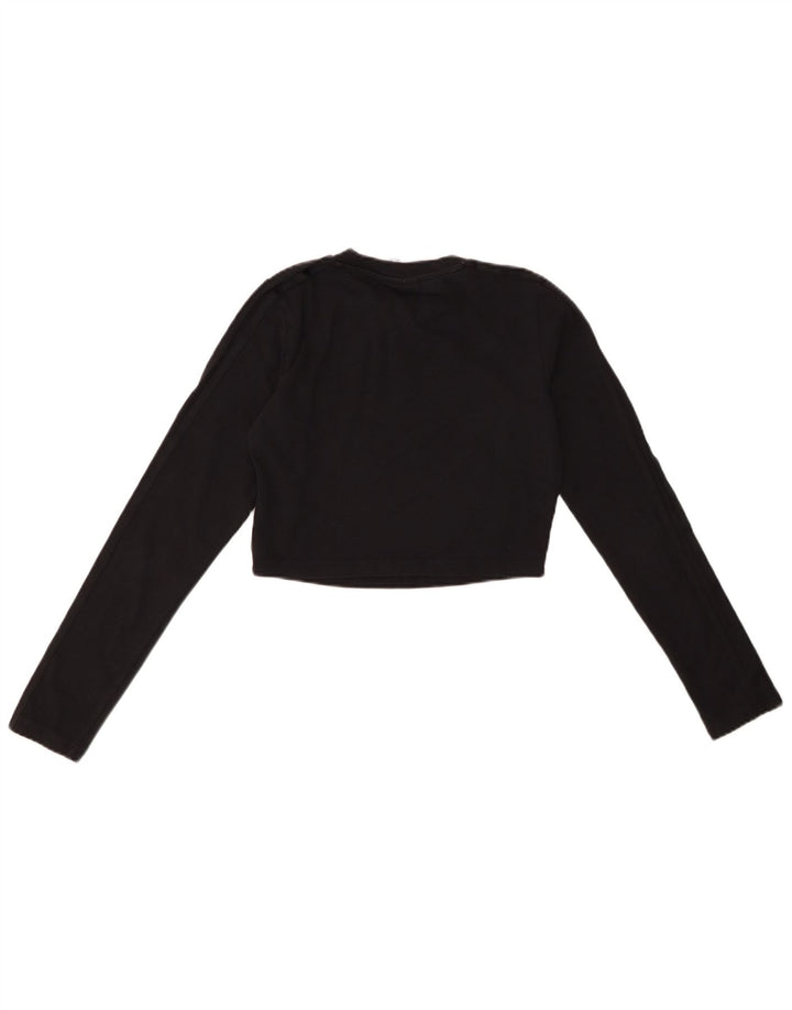 ADIDAS Crop Top pentru femei cu mânecă lungă UK 10 mic bumbac negru