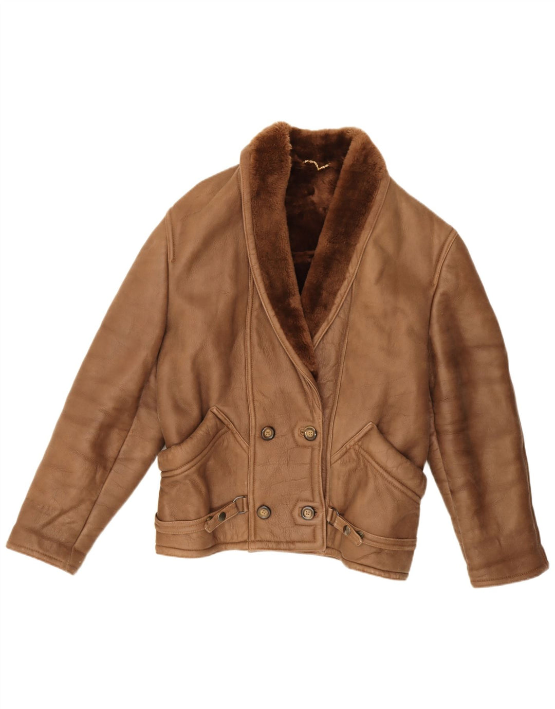 Jachetă din shearling supradimensionată pentru femei Fibok IT 50 XL maro din shearling