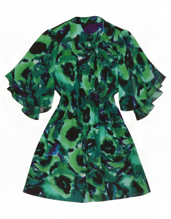 Biba rochie A-Line supradimensionată pentru femei cu mâneci 3/4 UK 10, verde, cravată mică