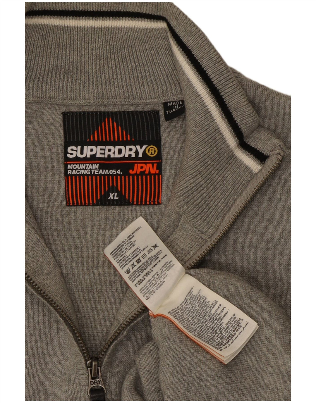 Pulover pentru bărbați SUPERDRY cu fermoar și gât, bumbac gri XL