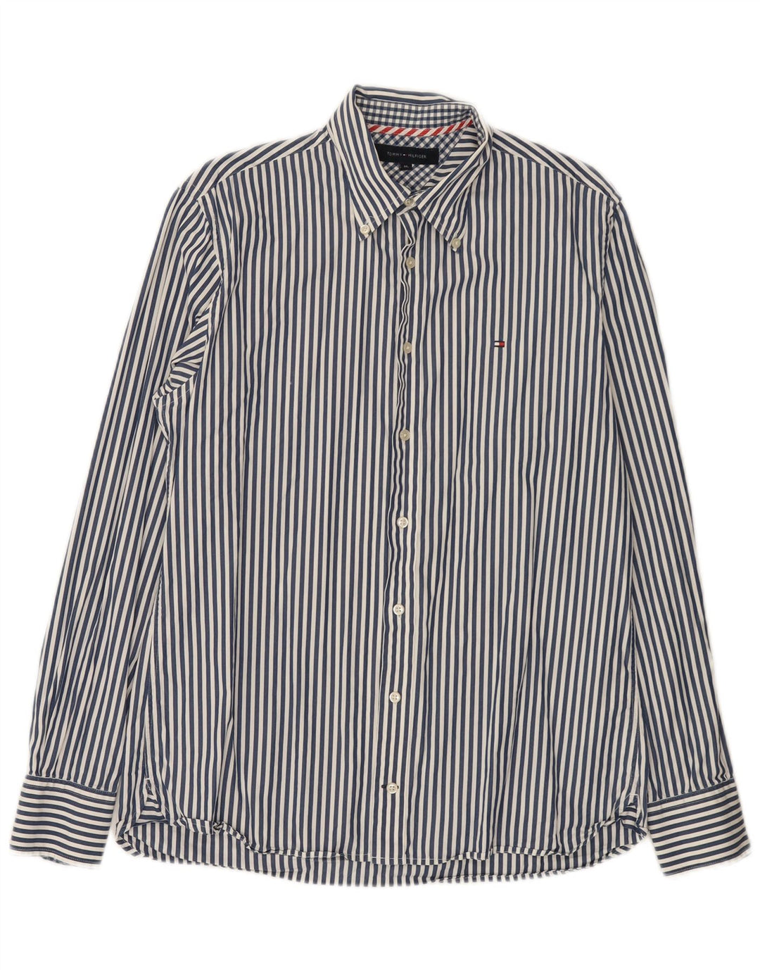 Tommy Hilfiger Mens Shirt Medium Blue Striped Cotton