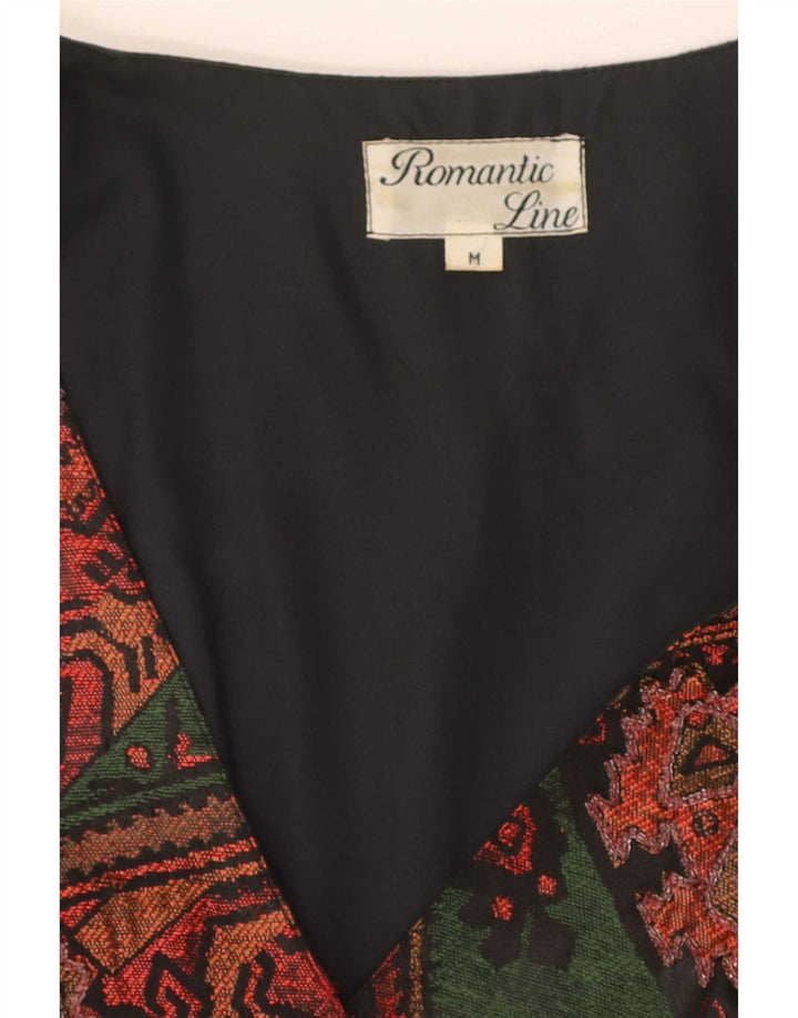 Vestă vintage pentru femei UK 12 Medium Multicolor Patchwork Poliester