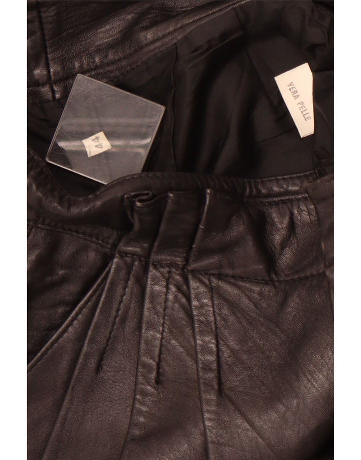 Pantaloni din piele VINTAGE pentru femei IT 44 Medium W26 L26 Piele neagră