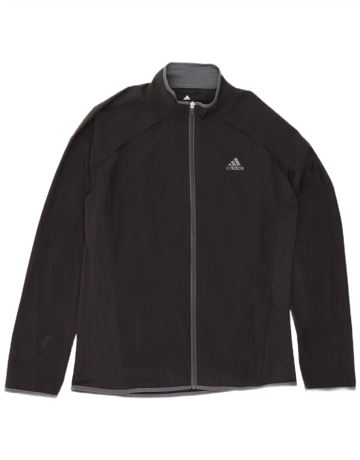 Jachetă de top pentru trening Adidas Climalite pentru bărbați, poliester mediu negru