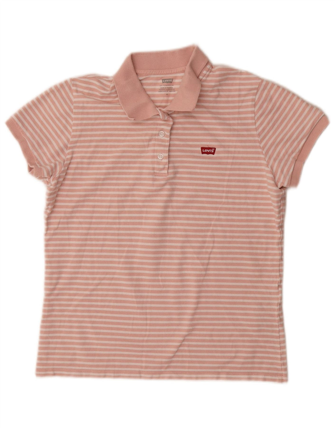 Tricou polo Levi's pentru femei UK 12, bumbac cu dungi roz mediu
