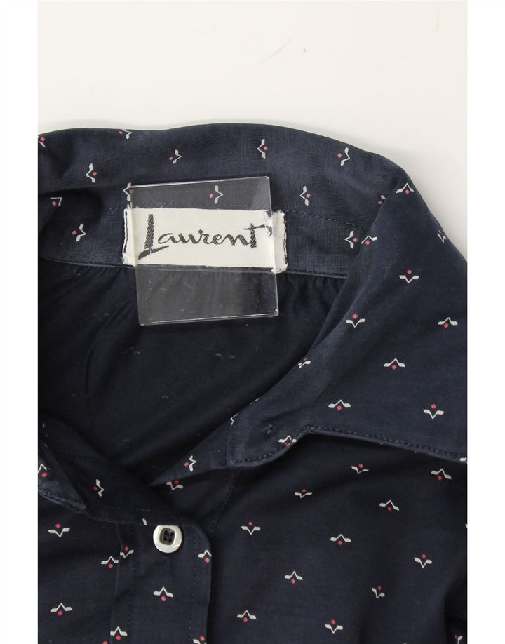 LAURENT Womens Polo Shirt UK 14 Medium Navy Blue Vintage Laurent and Second-Hand Laurent from Messina Hembry 
