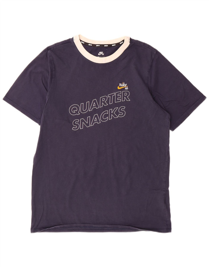 Tricou grafic pentru bărbați NIKE Top mediu din bumbac bleumarin