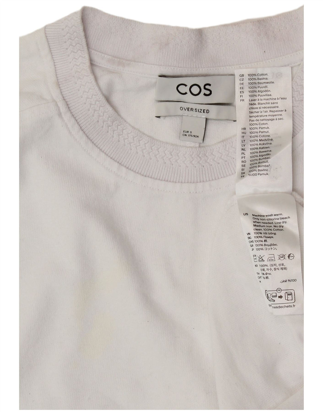 COS Tricou supradimensionat pentru bărbați Top mic din bumbac alb