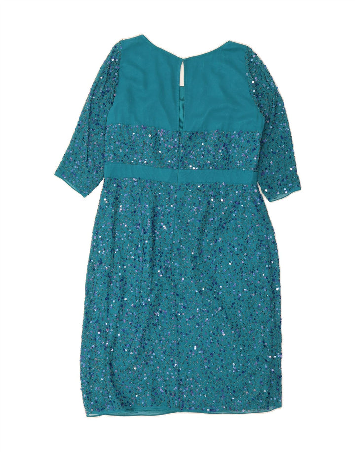 BERKERTEX  Womens 3/4 Sleeve Sheath Dress UK 16 Large Blue Polyester Vintage Berkertex and Second-Hand Berkertex from Messina Hembry 