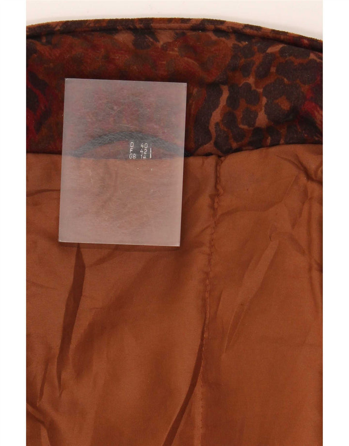 Jachetă bomber supradimensionată vintage pentru femei UK 14, maro mare, imprimeu animal