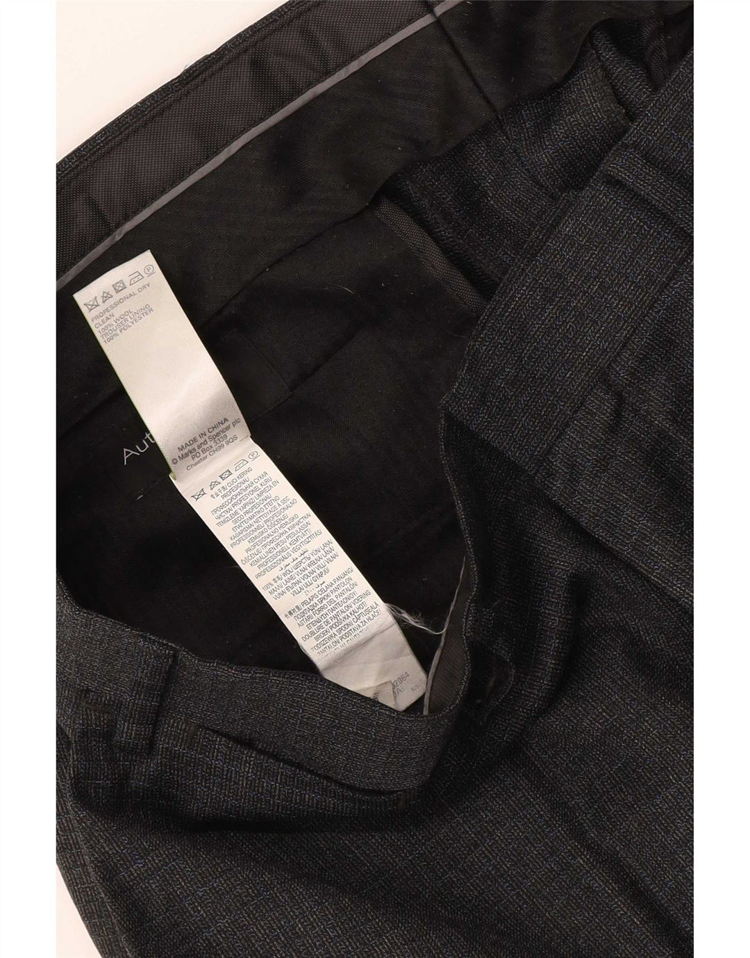 Marks & Spencer Pantaloni de costum drept autograf pentru bărbați L36 L33 Lână gri