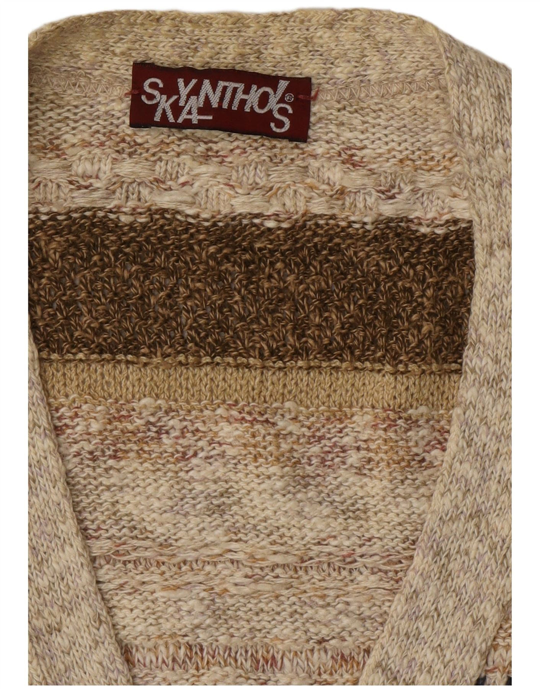 Pulover cardigan pentru bărbați VINTAGE, mare, în dungi, bej