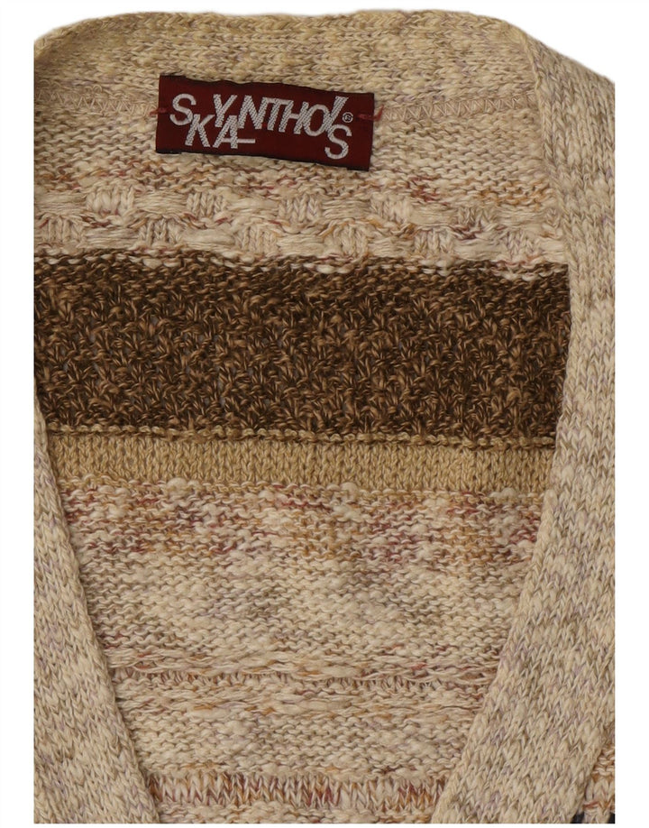 Pulover cardigan pentru bărbați VINTAGE, mare, în dungi, bej