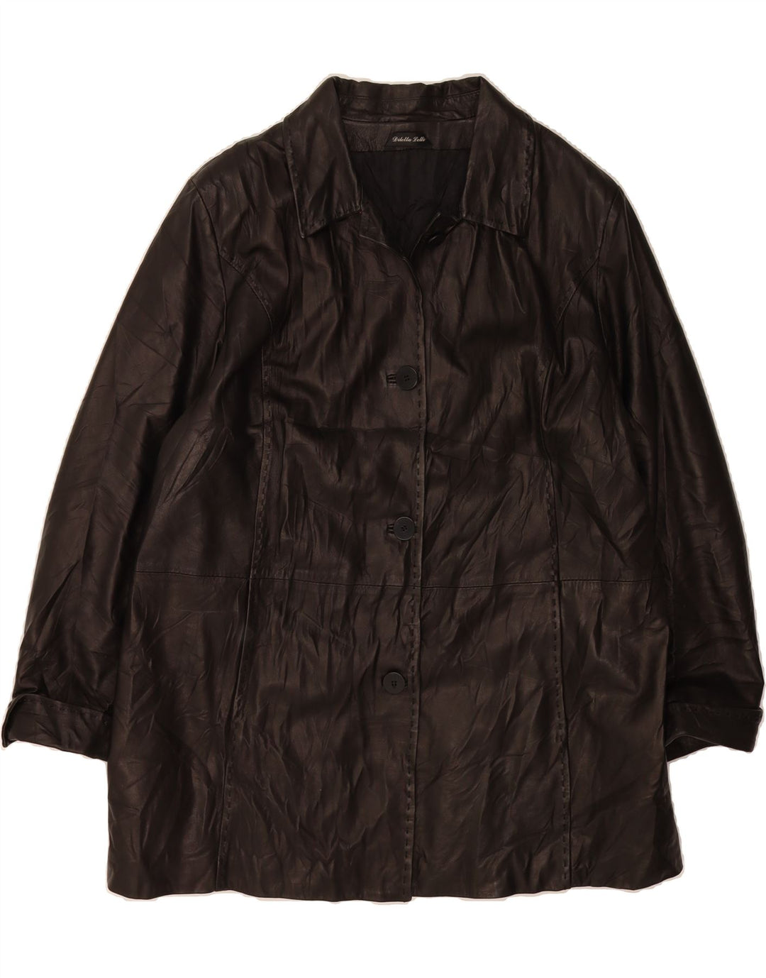 DILETTA LELLI Womens Leather Coat IT 50 XL Brown Leather Vintage Diletta Lelli and Second-Hand Diletta Lelli from Messina Hembry 