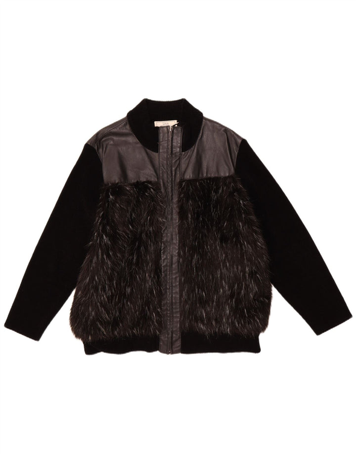 Jachetă de piele pentru femei VINTAGE UK 18 XL din piele neagră