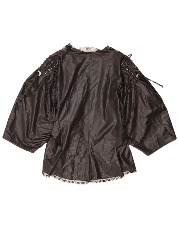 VINTAGE Top cardigan cu mâneci 3/4 pentru femei UK 10 Small Black