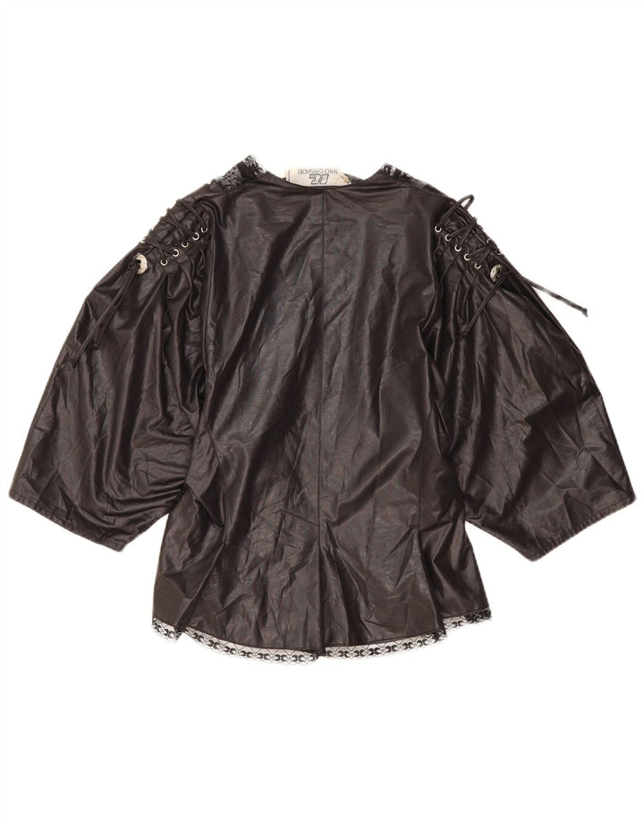 VINTAGE Top cardigan cu mâneci 3/4 pentru femei UK 10 Small Black