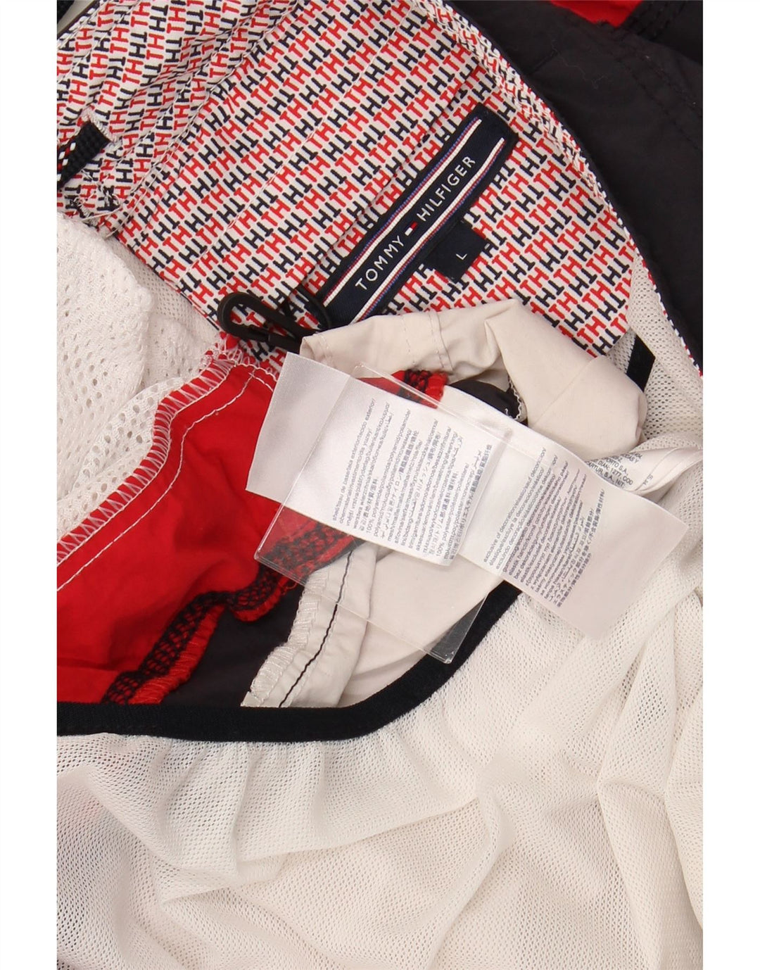 TOMMY HILFIGER Pantaloni scurți de înot cu grafică pentru bărbați, mari, alb, color block