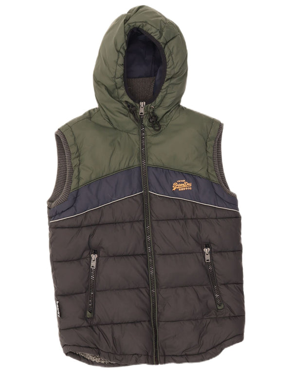 Gilet căptușit cu glugă Superdry pentru bărbați UK 38 Medium Black Colorblock Nylon