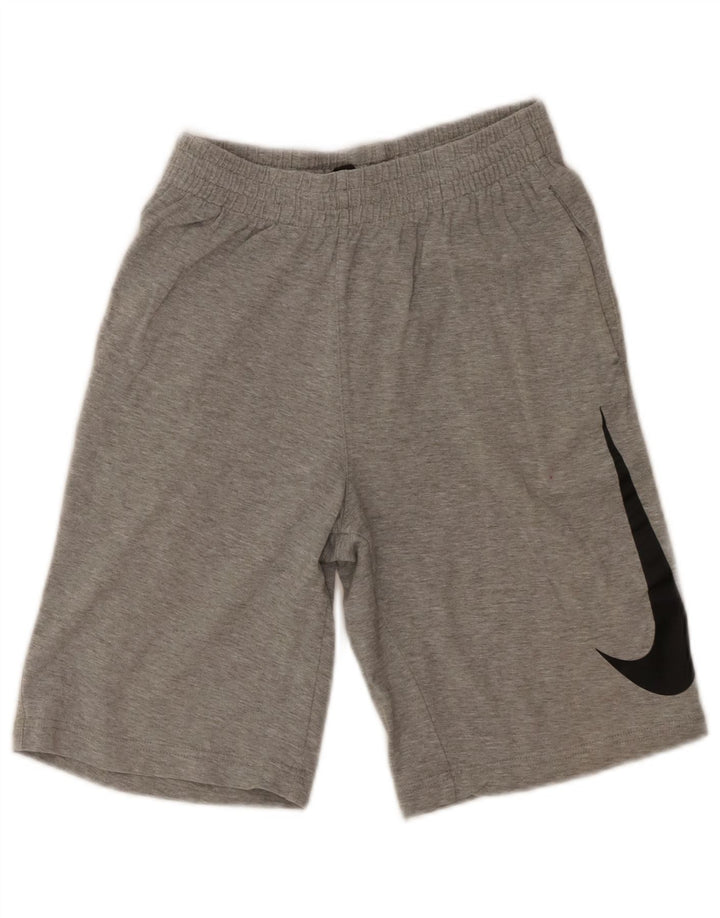 Pantaloni scurți sport grafic Nike pentru băieți 10-11 ani, bumbac, gri mediu