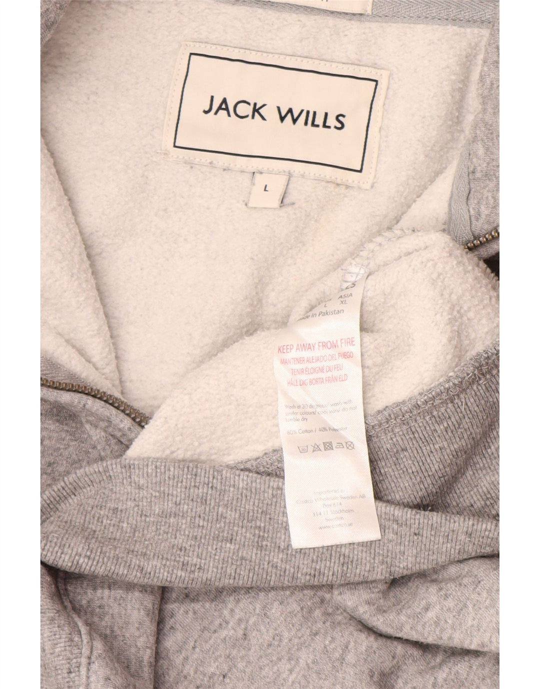 JACK WILLS Pulover pentru bărbați, cu fermoar, cu gât, bumbac mare, cu pete gri