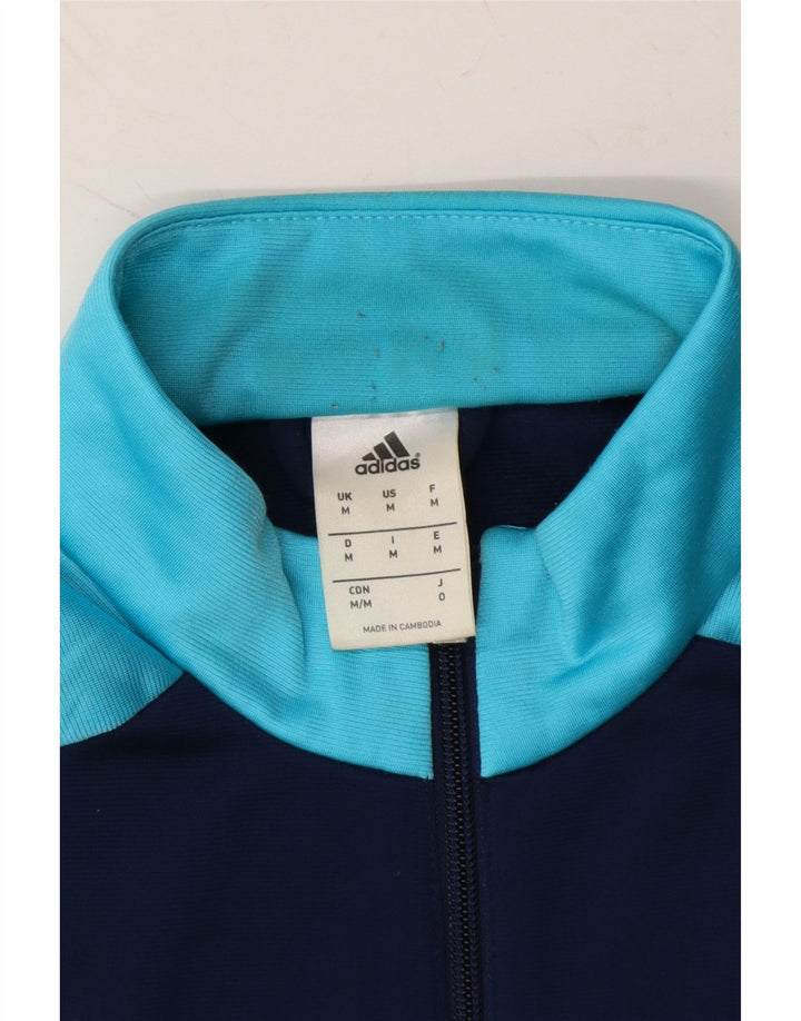 ADIDAS Mens Tracksuit Top Jacket Medium Navy Blue Colourblock Polyester Vintage Adidas and Second-Hand Adidas from Messina Hembry 