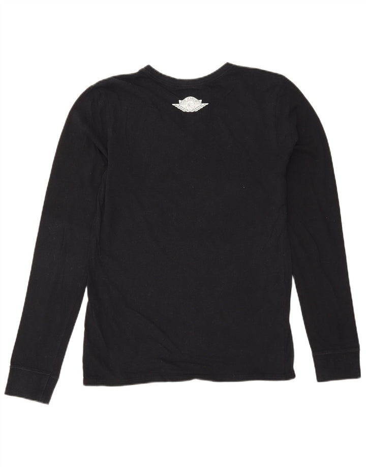 Top grafic pentru bărbați Jordan cu mânecă lungă, bumbac negru mic