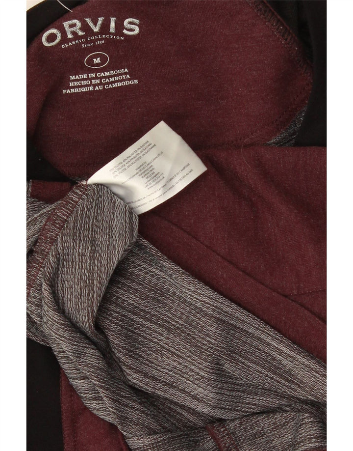 Top bărbătesc ORVIS cu mânecă lungă, mediu Burgundy, viscoză, bloc de culoare