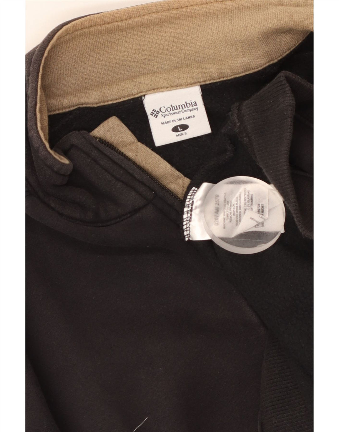 Pulover pentru bărbați COLUMBIA, cu fermoar, cu gât, bumbac mare, negru