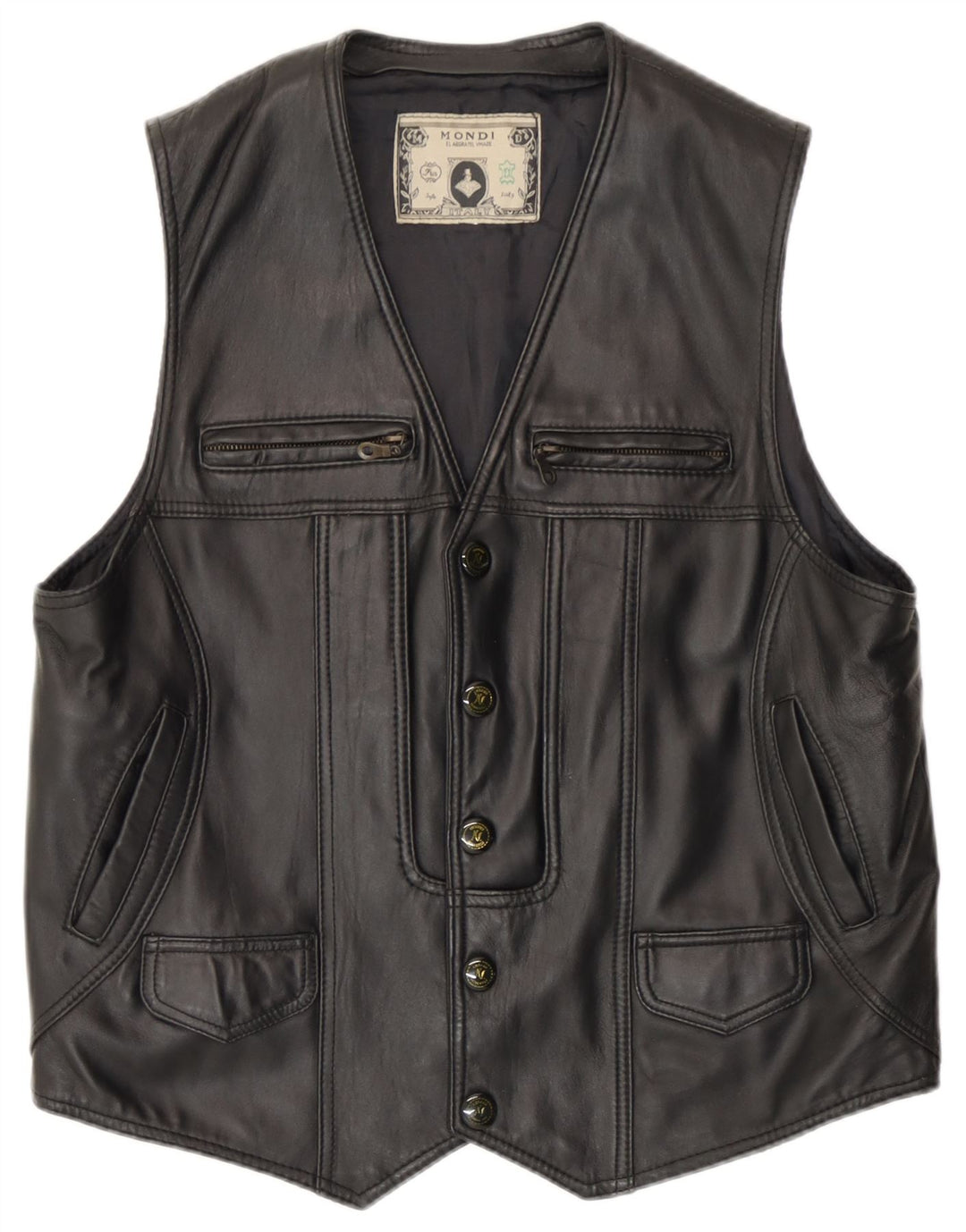 Vestă din piele pentru bărbați Mondi UK 36 Small Black