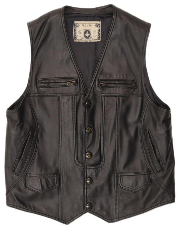 Vestă din piele pentru bărbați Mondi UK 36 Small Black