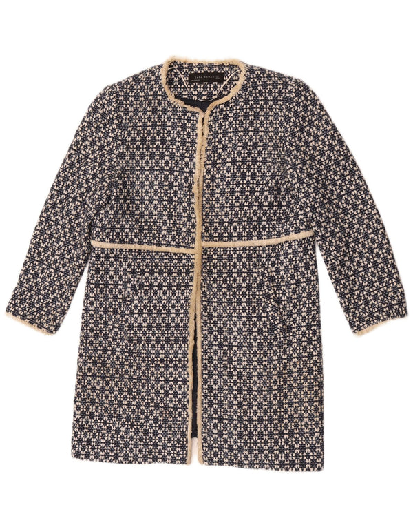 Pardesiu deschis pentru femei Zara UK 12 Medium Bleumarin Bumbac geometric