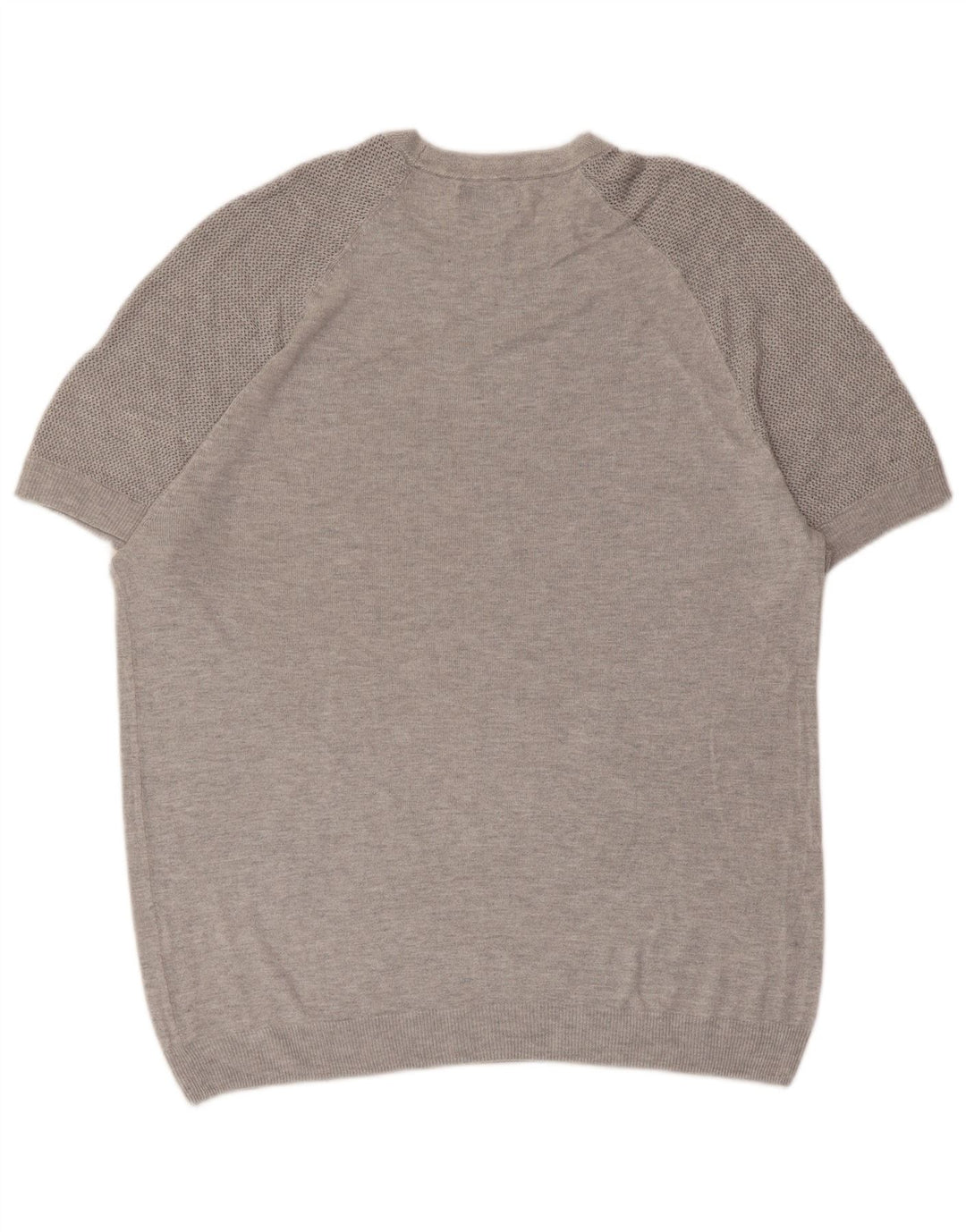 Pulover ZARA pentru bărbați, cu mânecă scurtă, cu decolteu, XL, gri