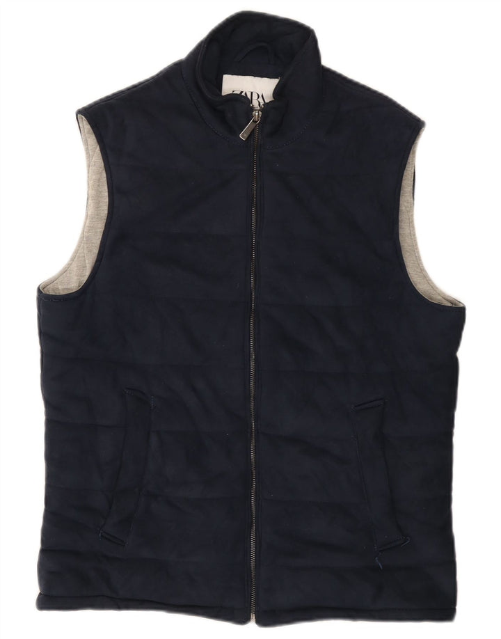 Gilet căptușit pentru bărbați ZARA UK 38 Medium Bleumarin Poliester