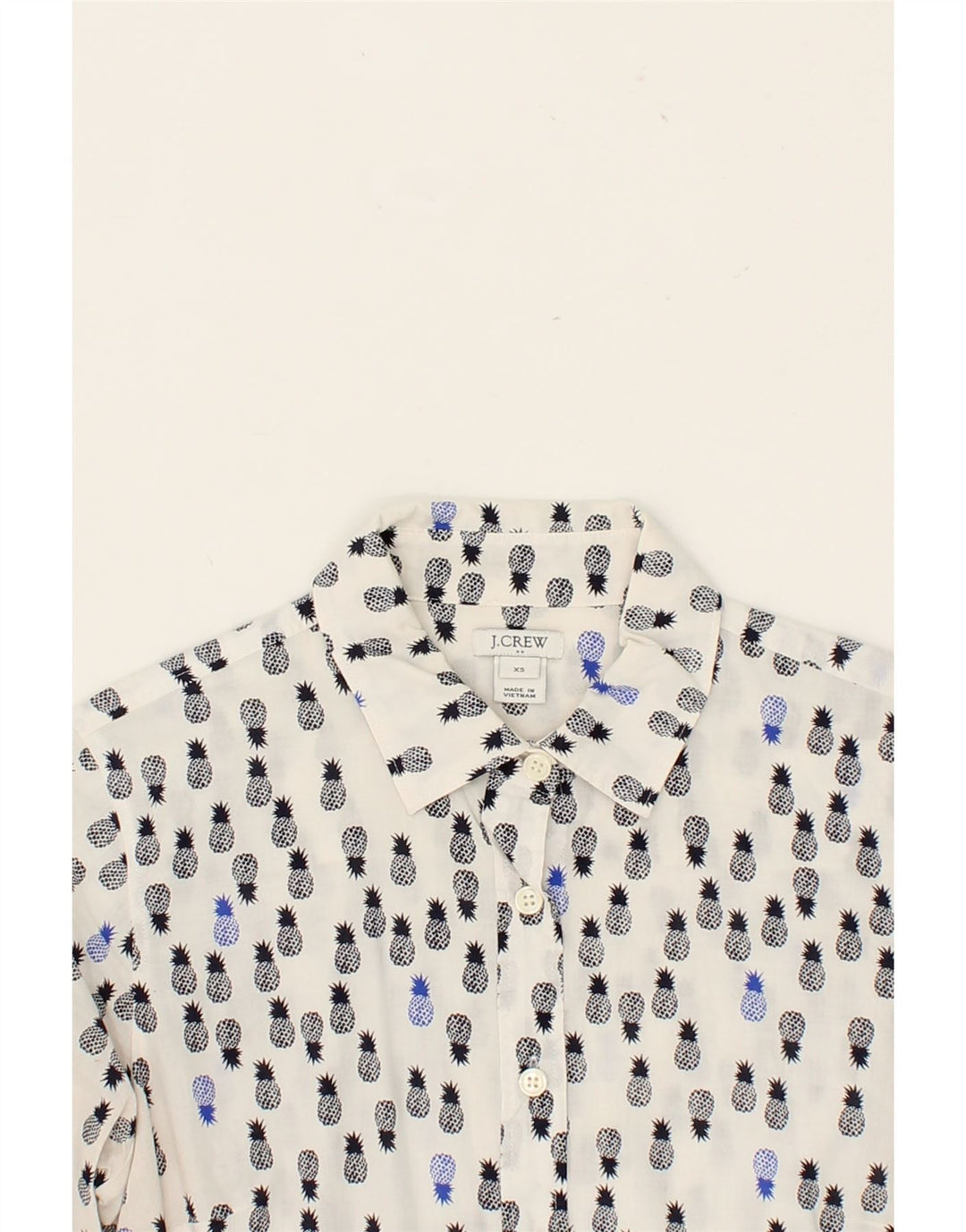 J. CREW Womens Abstract Pattern Shirt UK 6 XS White Cotton Vintage J. Crew and Second-Hand J. Crew from Messina Hembry 