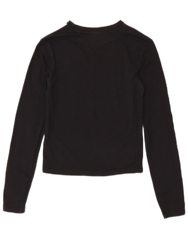 Adidas Crop Top pentru femei cu mânecă lungă UK 4/6 XS bumbac negru